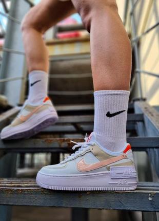 Женские кроссовки nike air force shadow white/peach9 фото