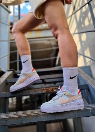 Женские кроссовки nike air force shadow white/peach1 фото