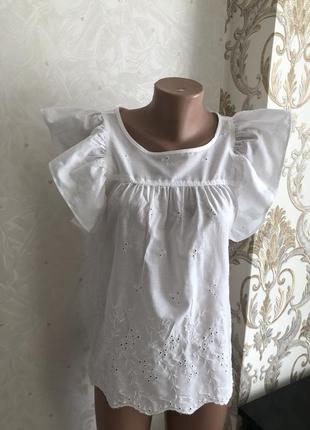 Шикарная модная блуза выбитая вышитая шитье белая gap1 фото