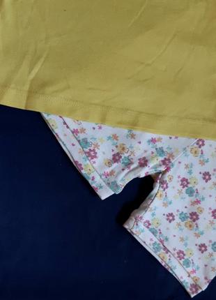 Комплект трикотажный ярко желтая майка и шорты цветы германия на 2 года (92см)2 фото