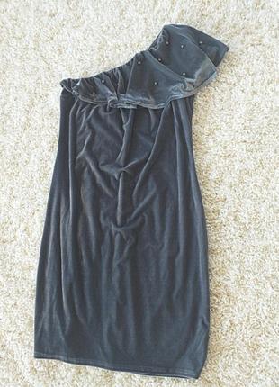 Сукня велюр сіре1 фото