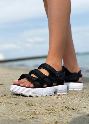Женские черно-белые сандали фила🆕fila disruptor sandal white🆕легкая обувь на пляж3 фото