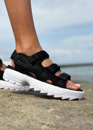Женские черно-белые сандали фила🆕fila disruptor sandal white🆕легкая обувь на пляж