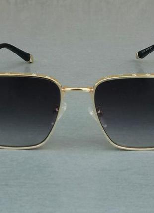 Louis vuitton очки женские солнцезащитные темно серый градиент в золотом металле2 фото