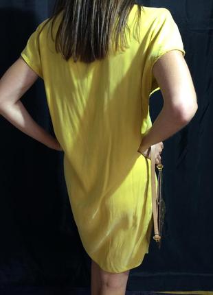 Жёлтое платье натуральное прямого кроя2 фото