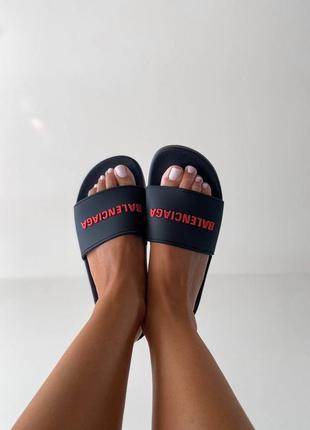 Шлепанцы женские летние blcg slippers black red