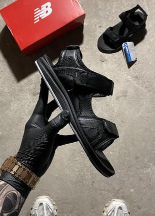 Мужские сандали нью баланс чёрные, new balance sandals m2080bk black на липучке5 фото