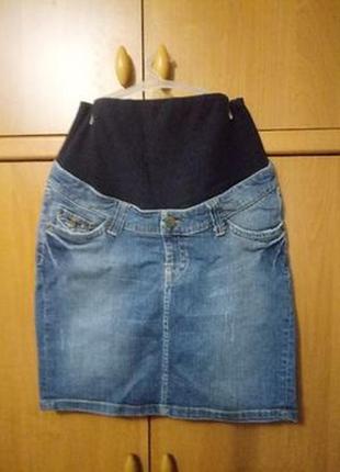 Классная джинсовая синяя юбка для беременных. h&m1 фото