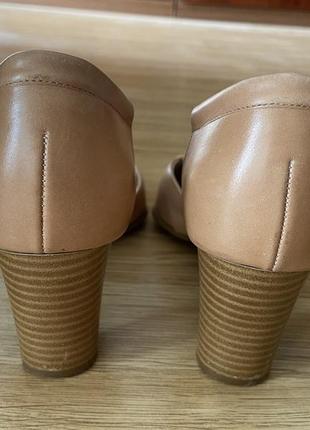 Туфли бежевые квадратный носок кожа gabor4 фото