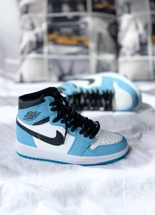 Nike air jordan 1 retro high blue, кросовки найк джордан женские4 фото