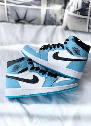 Nike air jordan 1 retro high blue, кросовки найк джордан женские6 фото