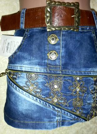 Джинсовая юбка для девочки 104-110