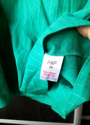 Шикарная, оригинальная блуза блузка зелёная. фактурная ткань. хлопок. f&f5 фото