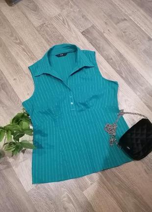 Шикарная, оригинальная блуза блузка зелёная. фактурная ткань. хлопок. f&f1 фото
