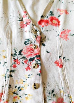 Жилет блуза топ из льна в цветочный принт4 фото