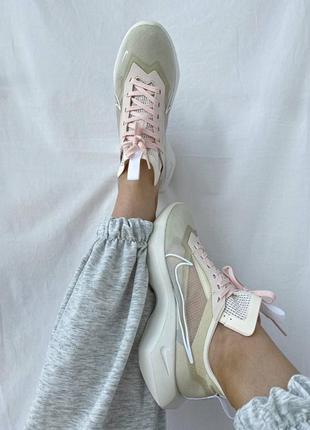 Женские кроссовки nike vista lite beige,кроссовки найк виста лайт бежевый розовая шнуровка4 фото