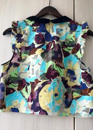 Укороченная блуза с цветочным принтом zara / l5 фото