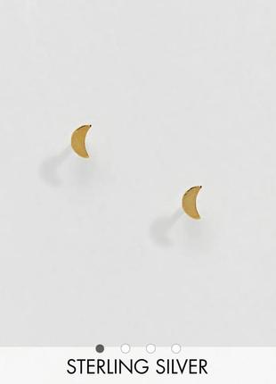 Позолочені сережки місяці, сережки гвоздики місяць з позолотою kingsley ryan з сайту asos