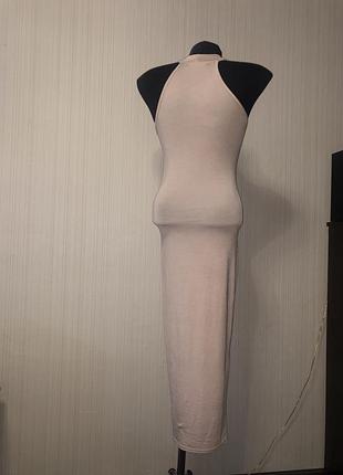 Бежевое платье миди 2