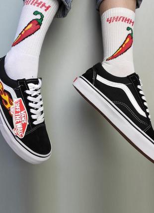 Vans old skool fire чёрные кеды унисекс венс олдскул пламя гранж3 фото