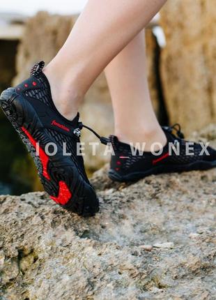 Черные с красным аквашузы коралки спортиные кроссовки слипоны для пляжа и спорта2 фото