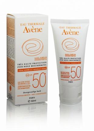 Солнцезащитный крем eau thermale avene с минеральным экраном spf 50+ 50мл1 фото