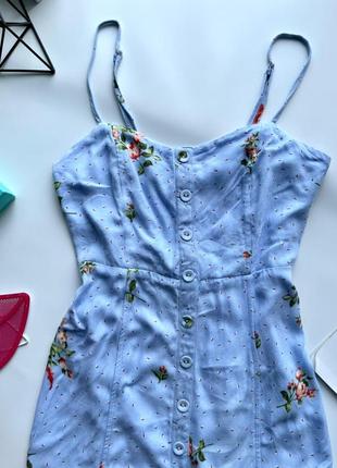 👗классное голубое короткое платье в цветочек/летний небесно голубой сарафан с цветами на пуговицах👗5 фото