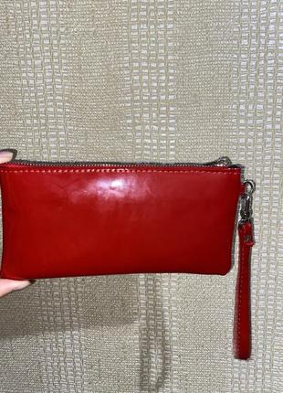 Шкіряна сумочка, червона, портмоне жіночі
