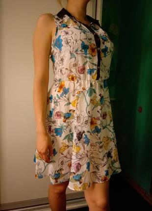 Сукня в рубашечном стилі /квіти і птахи