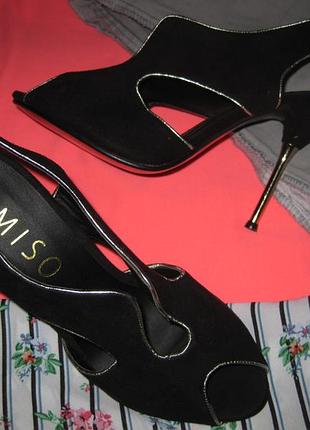 Шикарные босоножки на золотой шпильке miso, 6uk/39eu, км0962