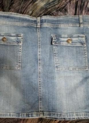 Джинсовая юбка мини с карманами2 фото