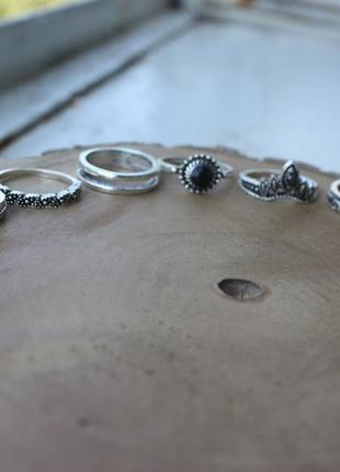 Стильный набор колец кольца на фаланги слон сердце в руках бохо этно3 фото