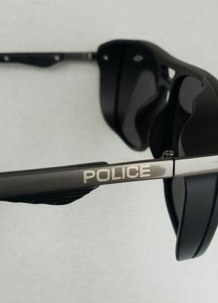 Очки в стиле police  мужские солнцезащитные черные с боковыми защитными шторками поляризированые8 фото