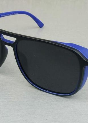 Police окуляри чоловічі сонцезахисні чорні з синім поляризированые з бічними шторкамм