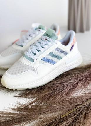 Кроссовки женские adidas zx 500 rm white, кеды адидас 500 рм белый сетка