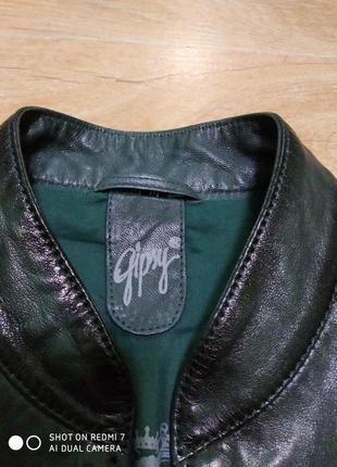 Кожаная куртка gipsy размер м, темно зельоного цвета5 фото