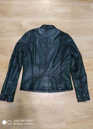 Кожаная куртка gipsy размер м, темно зельоного цвета2 фото
