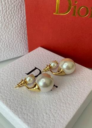 Серьги пусеты-гвоздики жемчужные двойные шарики