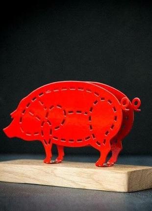 Підставка для серветок свинка червона підставка для серветок3 фото
