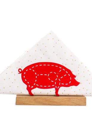 Подставка для салфеток свинка красная салфетница2 фото
