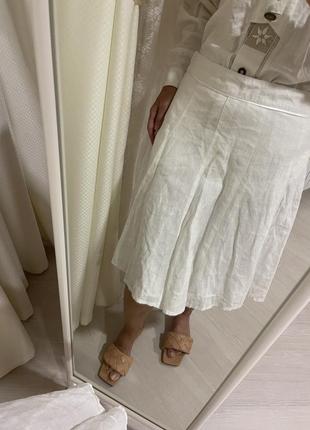 Юбка юбка белая льняная хлопковая хлопковая zara h&amp;m2 фото