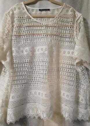 Женская летняя пляжная туника, кружевная накидка, ажурная блуза. батал 24 размер.1 фото