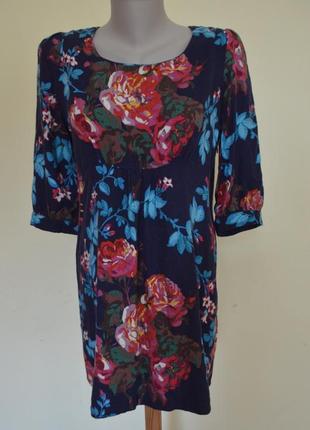 Шикарная брендовая удлиненная блузочка-туника вискоза цветочный принт joules