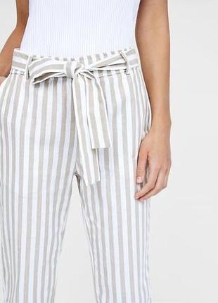 Смугасті штани штани з зав'язками бавовна zara