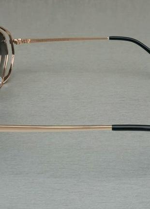 Очки в стиле louis vuitton модные солнцезащитные очки унисекс узкие серый градиент в золотом металле3 фото