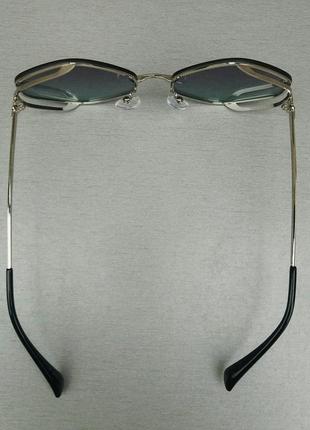 Louis vuitton стильные солнцезащитные очки унисекс узкие серо синий градиент в серебристом металле4 фото