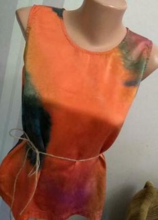 Шовк шовкова блуза майка топ батік вінтаж