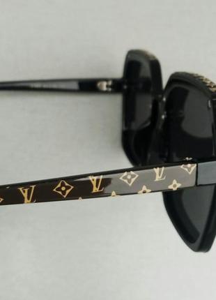 Очки в стиле louis vuitton стильные женские солнцезащитные очки большие линзы черные дужки коричневые с золотом8 фото