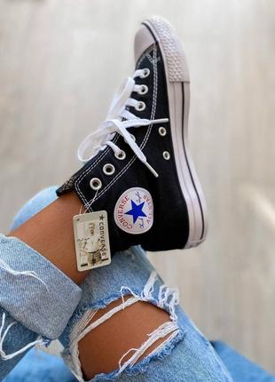 Converse chuk taylor classic black high женские высокие кеды конверс черные2 фото