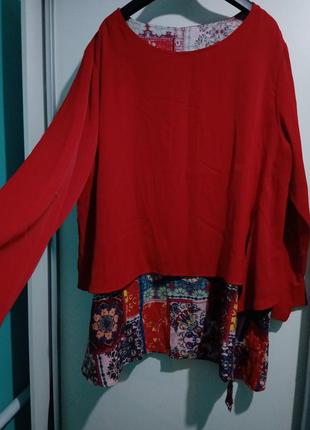 Шикарная двойная блуза- туника асимметрия